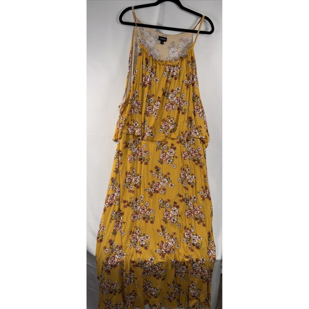 Torrid Size 6 Maxi Dress Yellow Floral Print Hi-Lo Cami Slip Spring Summer Party